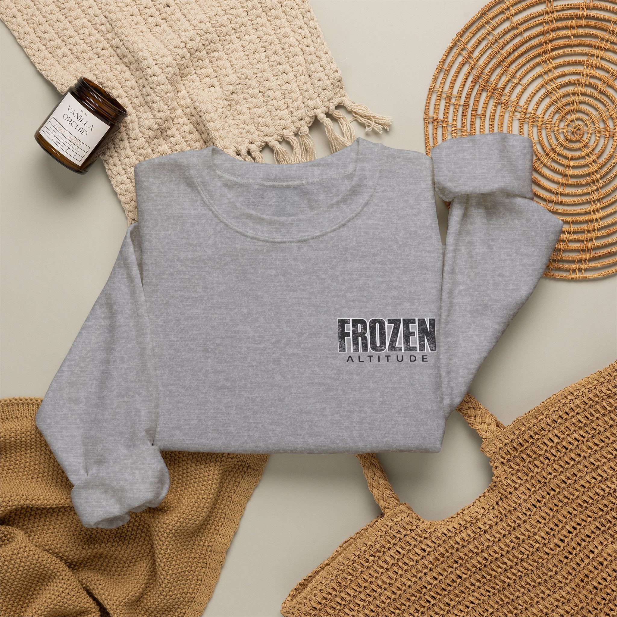 Frozen Altitude Crewneck Sweatshirt — Minimal Winter Graphic Pullover