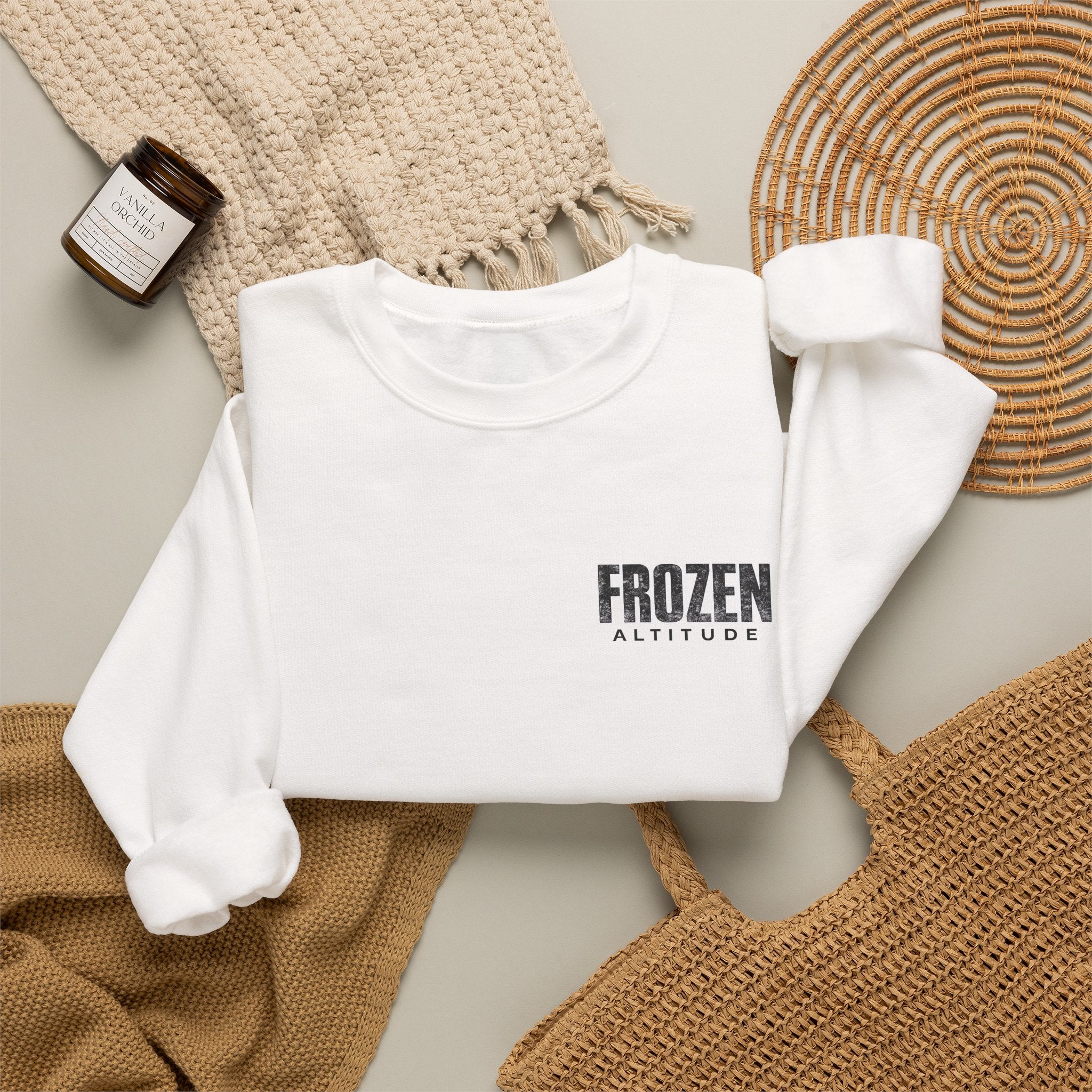 Frozen Altitude Crewneck Sweatshirt — Minimal Winter Graphic Pullover